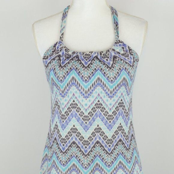 Prana Quinn Women's Small Blue White Chevron Racerback Support Knit Sheath Dress - Picture 3 of 10